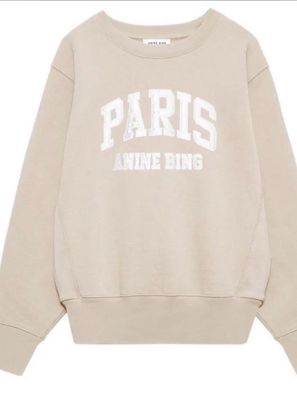 Anine Bing Beige 'PARIS' Logo Sweatshirt